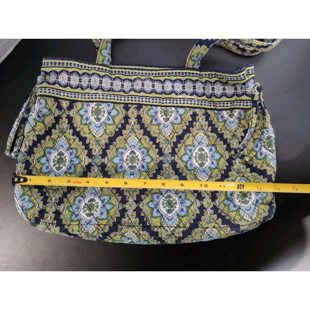 VERA BRADLEY GREEN & BLUE  EXPANDABLE SIDE TIE PURSE BAG TOTE